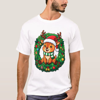 Camiseta Rena Natalina Festiva em Grinalda