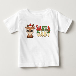 Camiseta Rena Santa Bebê