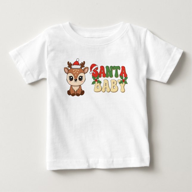 Camiseta Rena Santa Bebê (Frente)