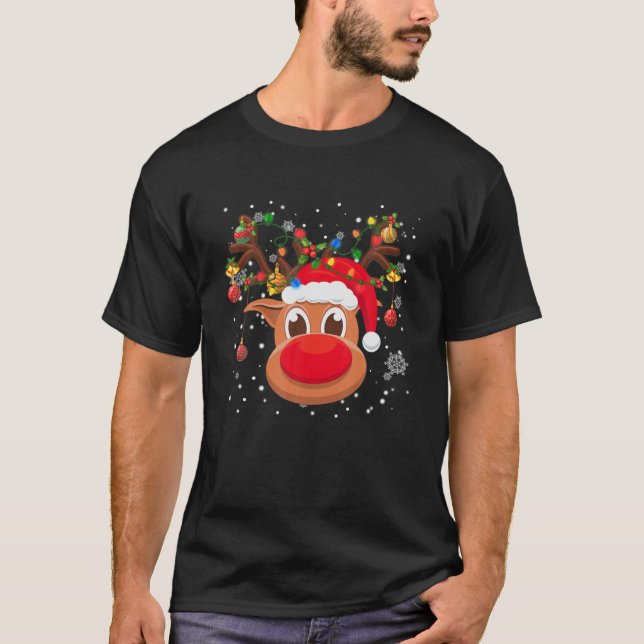 Camiseta Rena Vermelha de Nariz RUDOLPH | Natal Papai noel (Frente)