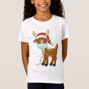 Camiseta Rena Vestindo Uma Máscara Para O Natal