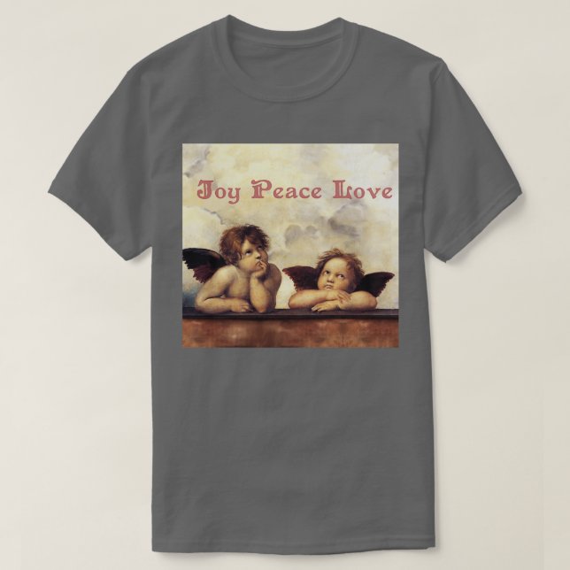 Camiseta RENAISSANCE ANGELS Winged Cherubs Joy Peace Love (Frente do Design)