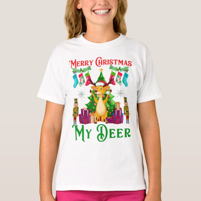 Camiseta Renas de Natal Engraçadas, Feliz Natal Minha Rena (Frente)