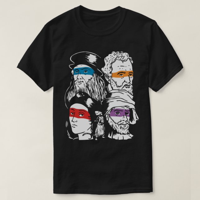 Camiseta Renascance Ninja Artists Poster Style Pop (Frente do Design)