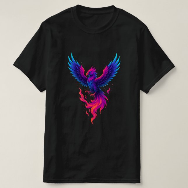 Camiseta Renascimento da Fênix Neon – Fogo Mitológico Vibra (Frente do Design)