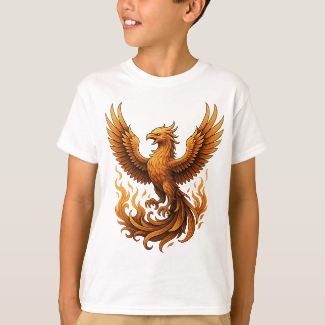Camiseta Renascimento de Phoenix - Aumento do Dourado (Frente)