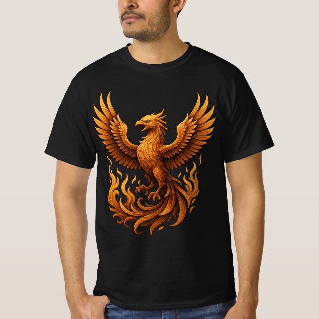 Camiseta Renascimento de Phoenix - Aumento do Dourado (Frente)