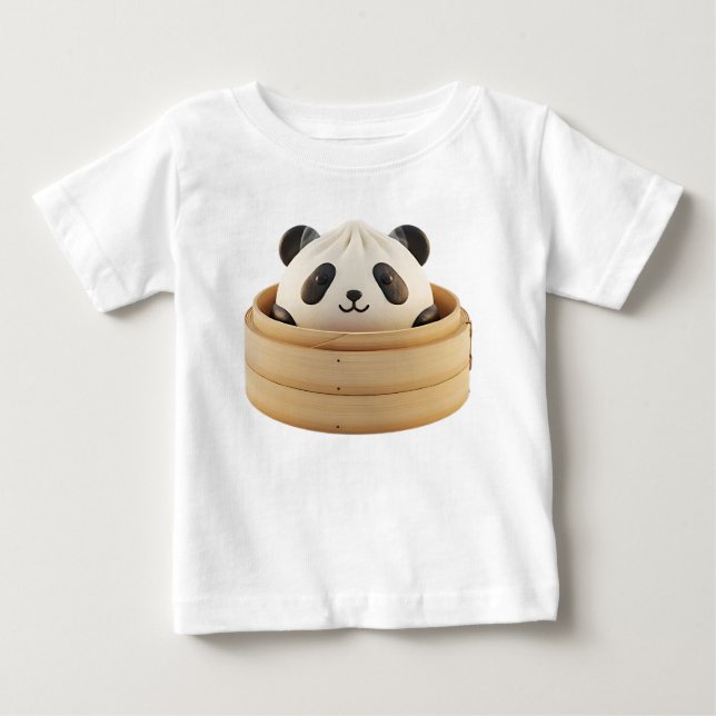 Camiseta Render de Bao Bun no formato de Panda no Vapor (Frente)