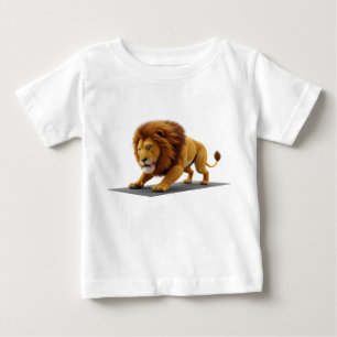 Camiseta Renderização 3D Caprichosa de um Leão Fazendo Yoga