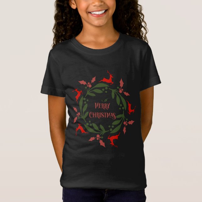 Camiseta Renos de Natal alegre (Frente)