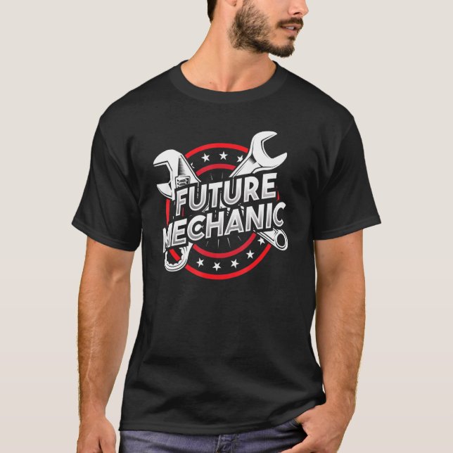 Camiseta Reparação Automática Mecânica Futura Para Fixação  (Frente)
