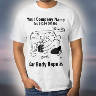 Camiseta Reparações do corpo do carro - com nome e detalh