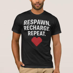 Camiseta REPARADO. RECARREGAR. REPEAT. - Gamer Pixel Heart 