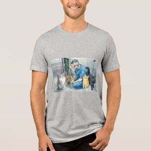 Camiseta Reparador de elevador com os seus gatos