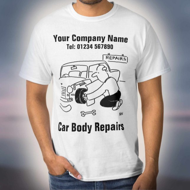 Camiseta Reparos do corpo do carro - com nome e detalhes do (Criador carregado)
