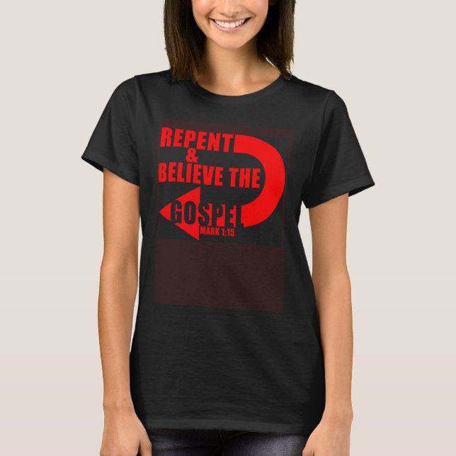 Camiseta Repente e acredite no Evangelho Jesus Cristo Fé Cr (Frente)