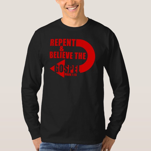 Camiseta Repente e acredite no Evangelho: Jesus fé cristã (Frente)