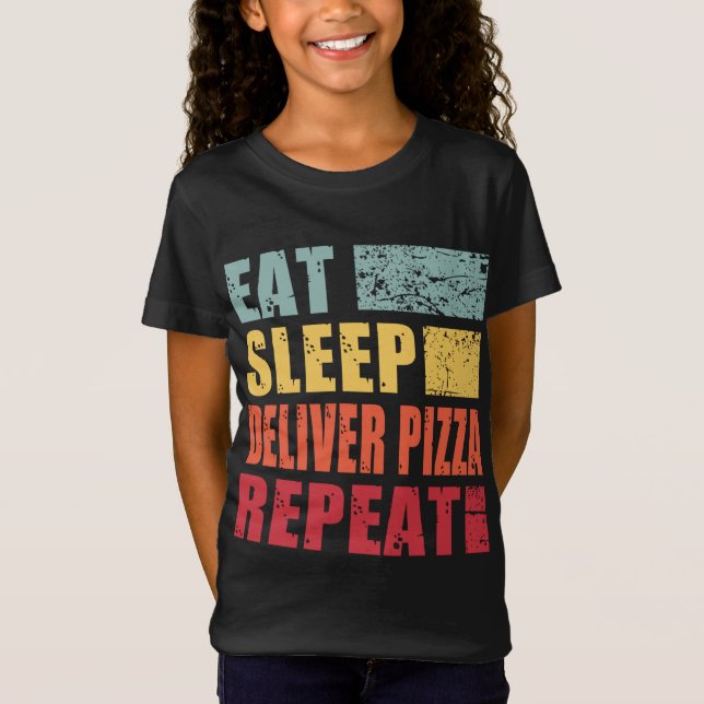 Camiseta Repetição da pizza de Comida de entrega de repouso (Frente)