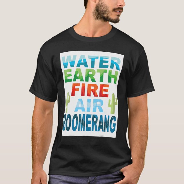 Camiseta Repetição de Ar de Fogo na Terra de Água Boomerang (Frente)