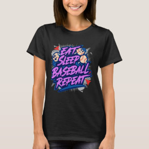 Camiseta Repetição de Beisebol, Lover de Baseball, Engraçad
