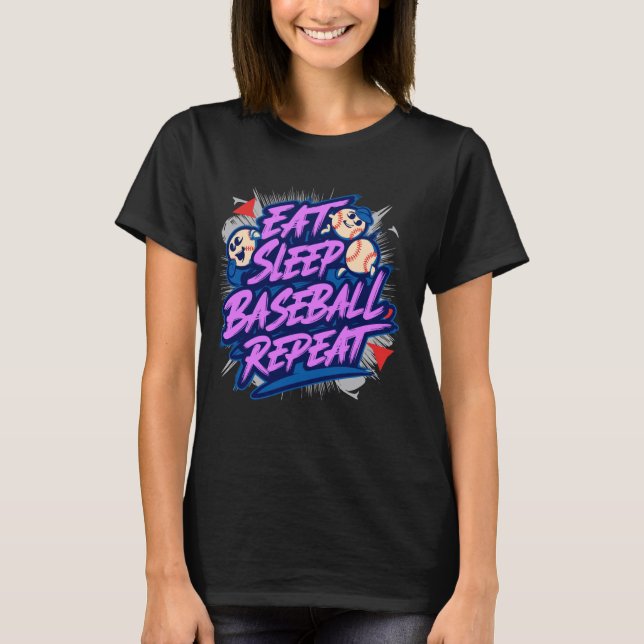 Camiseta Repetição de Beisebol, Lover de Baseball, Engraçad (Frente)
