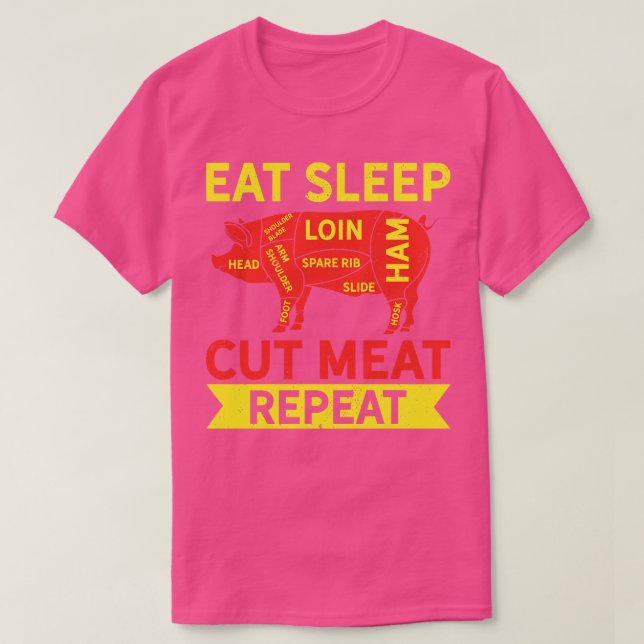 Camiseta Repetição de Carne Cortada com Comida de Dormir (Frente do Design)