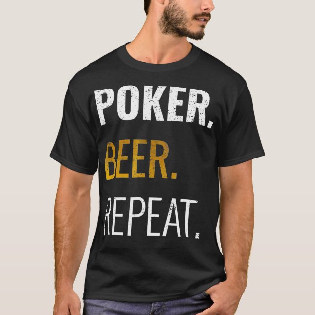 Camiseta Repetição De Cerveja Poker Para Ventiladores De Ca (Frente)