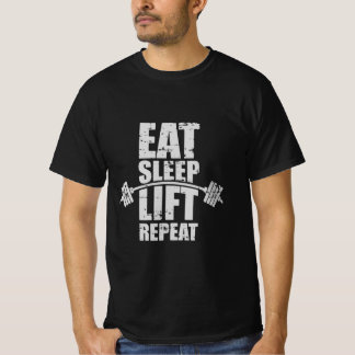 Camiseta Repetição de Elevação do Sono - Citação de Rotina