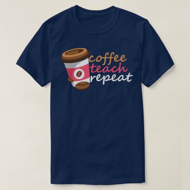 Camiseta Repetição de Ensino de Café (Frente do Design)