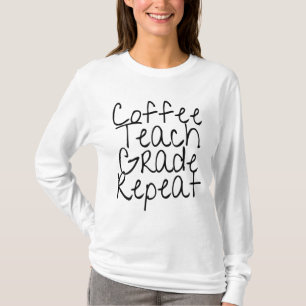 Camiseta Repetição de Nível de Ensino de Café