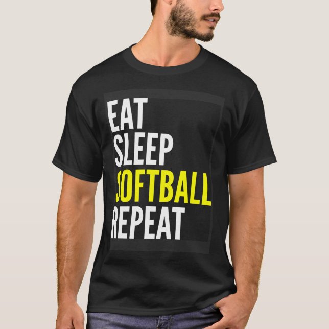 Camiseta Repetição de Softball Player Coma Sleep (Frente)