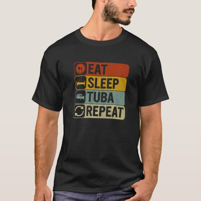 Camiseta Repetição do tubo de repouso retrô 60s 70s Tuba (Frente)