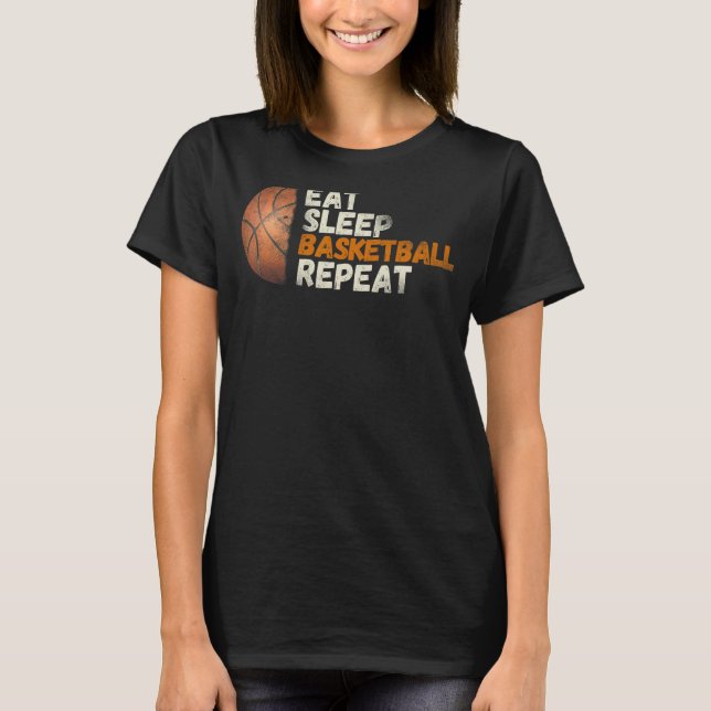 Camiseta Repetições de basquete do Sono, Ventiladores de ba (Frente)