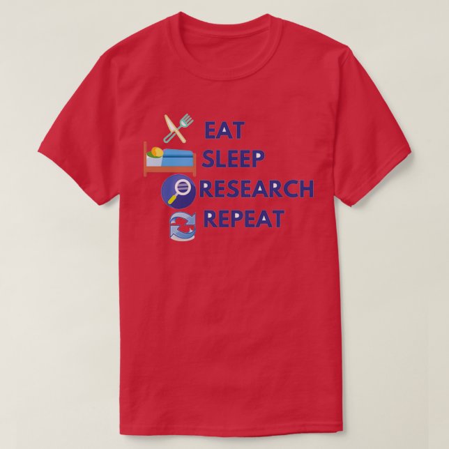 Camiseta Repetir a pesquisa de sono 2 (Frente do Design)