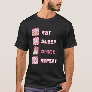 Camiseta Repetir animação de repouso   Anime Manga Funny 