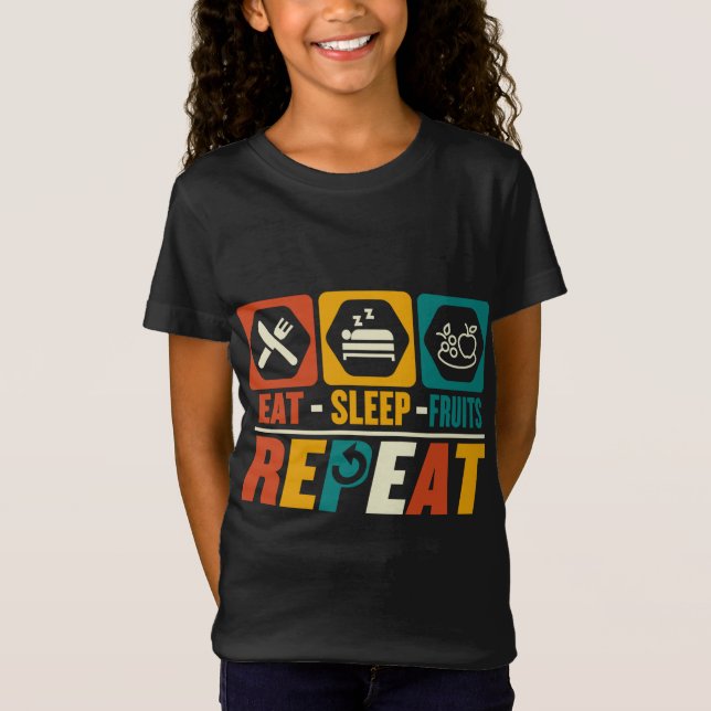 Camiseta Repetir as Frutas de latência - Frutas engraçadas  (Frente)