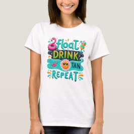 Camiseta Repetir bebida flutuante bronzeada
