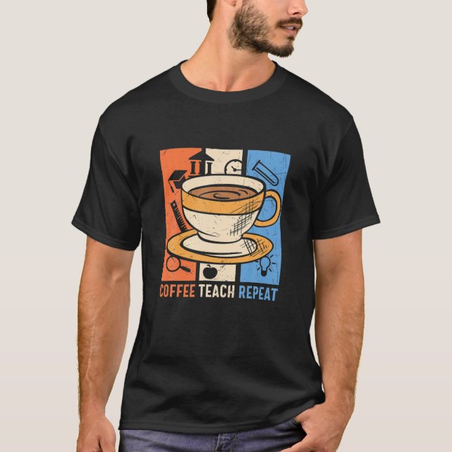 Camiseta Repetir Ensino de Café - Professora (Frente)