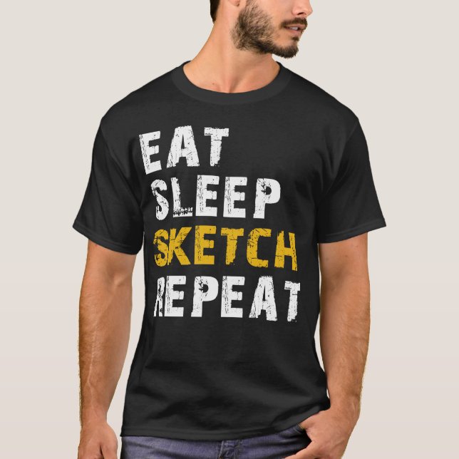 Camiseta repetir esboço de repouso (Frente)