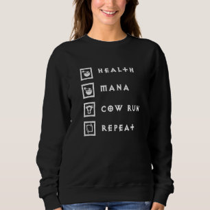 Camiseta Repetir Execução de Vaca do Diablo Health Mana