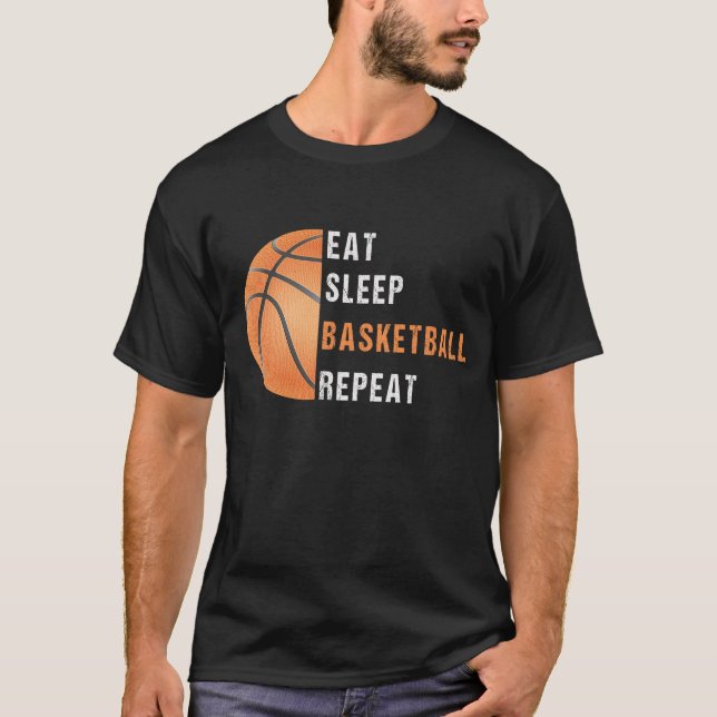 Camiseta Repetir o basquete de sono (Frente)