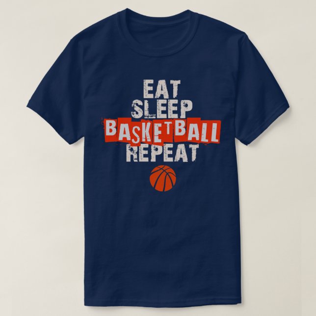 Camiseta Repetir o Basquete de Sono (Frente do Design)