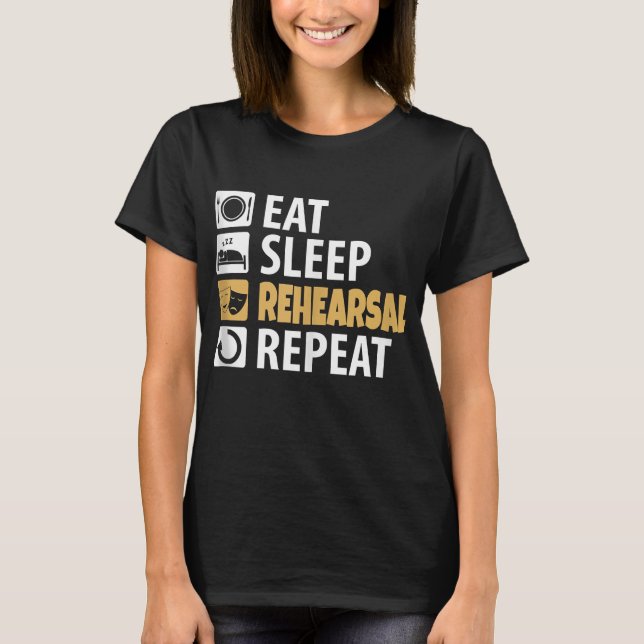 Camiseta Repetir o ensaio de sono (Frente)