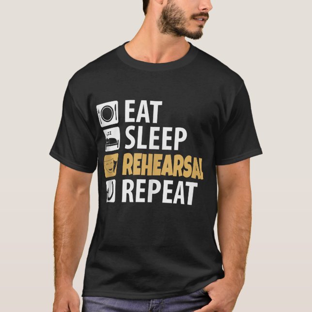 Camiseta Repetir o ensaio de sono (Frente)