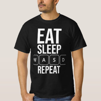 Camiseta Repetir o jogo de repouso - Edição WASD branca