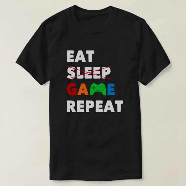 Camiseta Repetir o Jogo de Sono | Jogador Engraçado (Frente do Design)