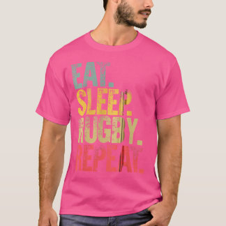 Camiseta Repetir Repetição de Sono Gif Comer Rugby Repetir