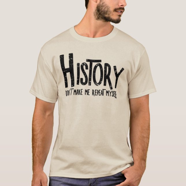 Camiseta Repetir Texto Bruto do Histórico (Frente)