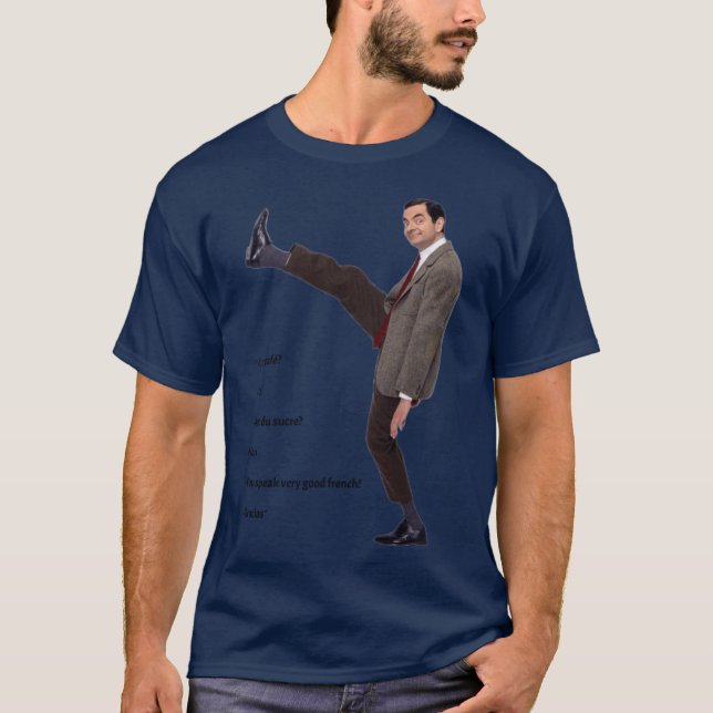 Camiseta Réplica de Mr Bean Levantando a Perna Amigos da vi (Frente)