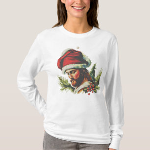 Camiseta Representação de Jesus com o bordado de Santa Hat